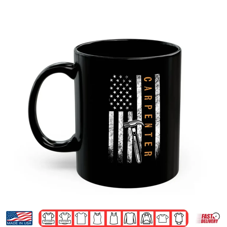 Mug Carpenter American Flag Design Woodworking Carpentry Shirt