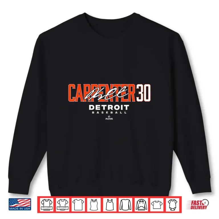 Sweatshirt Name Number City Kerry Carpenter 30 Detroit Baseball Mlbpa Shirt