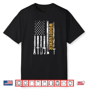 American Flag Woodturner Carpenter Woodturning Shirt