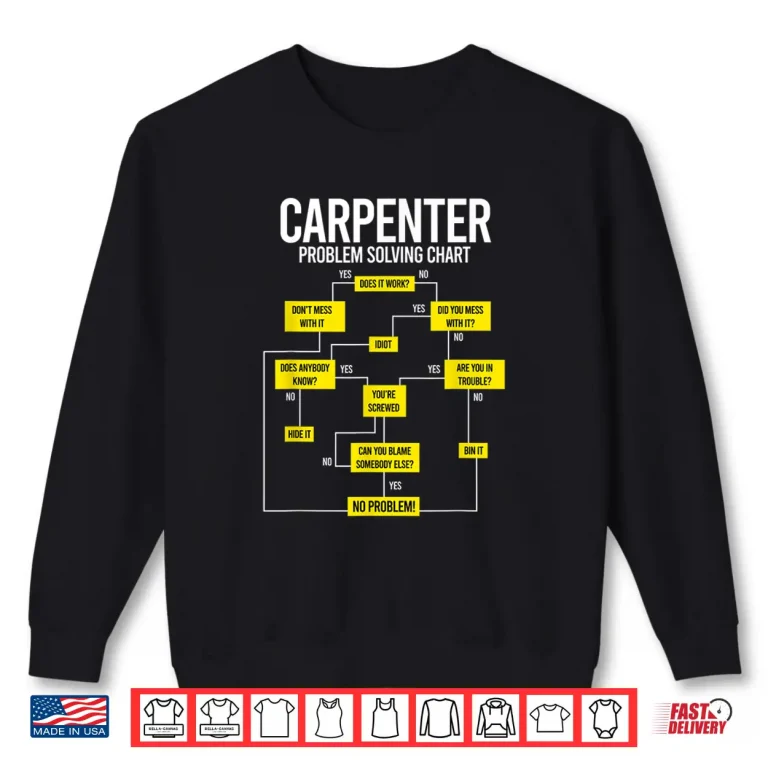 Sweatshirt Problem Solving Flow Chart Woodworker Carpenter Gift Shirt