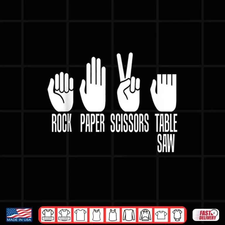 Design Rock Paper Scissors Table Saw Game Master Carpenter Print Shirt