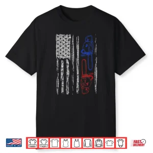 Us Flag Chainsaw Lumberjack Logger Lumber Gift Shirt
