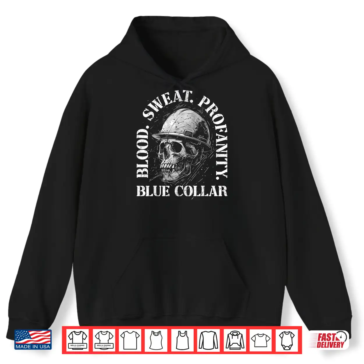Blood Sweat Profanity Skull Blue Collar Construction Shirt Blood Sweat Profanity Skull Blue Collar Construction Shirt
