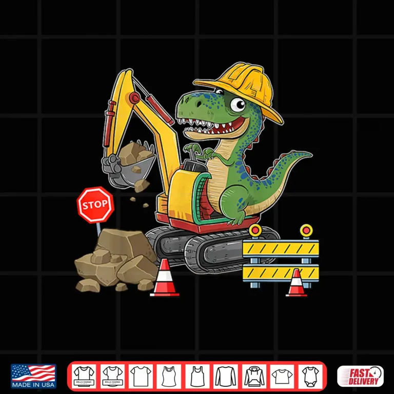 Design Dinosaur Excavator Truck Construction Worker Shirt