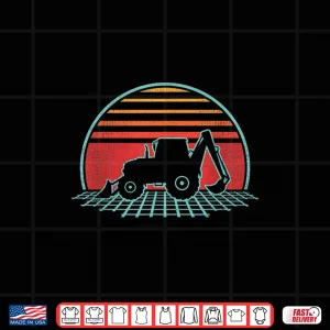 Design Backhoe Retro Vintage 80S Style Construction Worker Gift Shirt