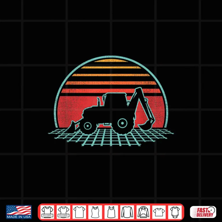Design Backhoe Retro Vintage 80S Style Construction Worker Gift Shirt