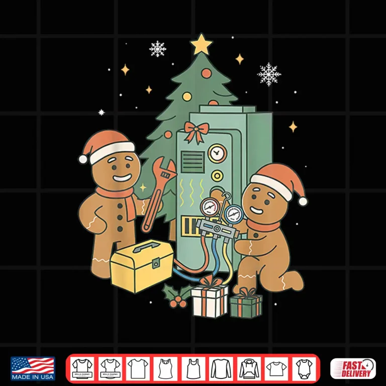 Design Hvac Gingerbread Christmas Technician Construction Worker Shirt