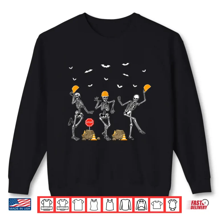 Sweatshirt Skeleton Dancing Costume Halloween Construction Worker Shirt