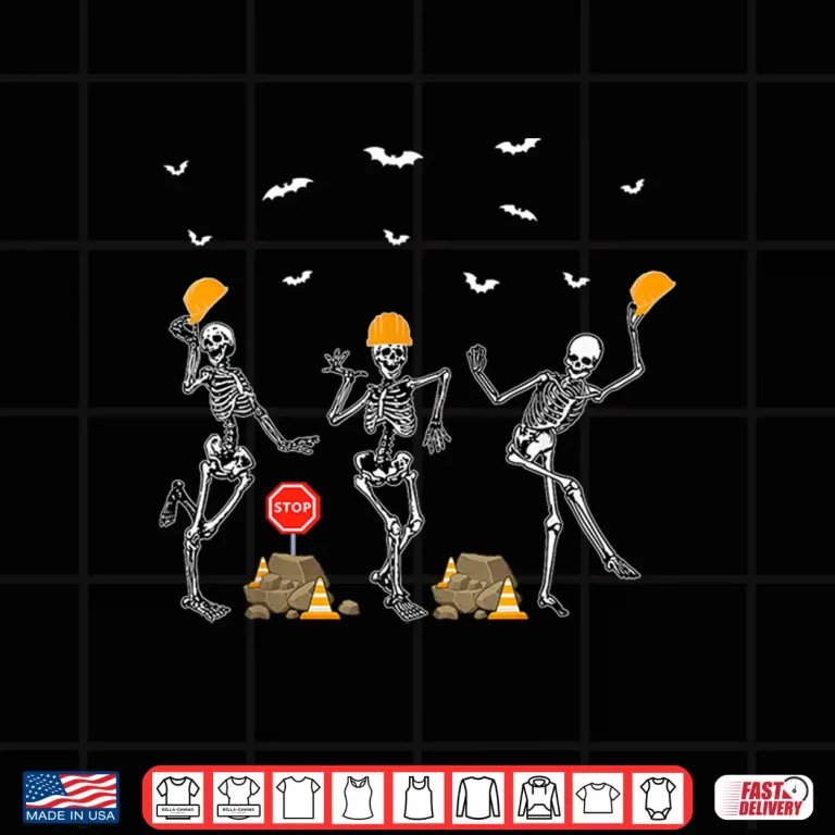 Design Skeleton Dancing Costume Halloween Construction Worker Shirt