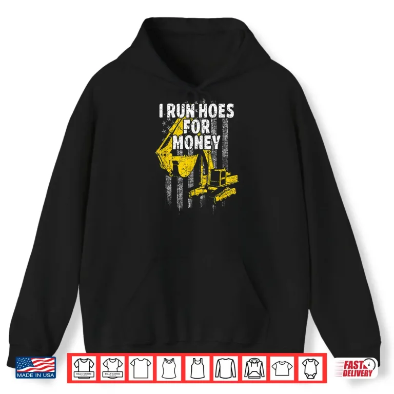 Hoodie Heavy Equipment Operator USA Flag Construction Shirt
