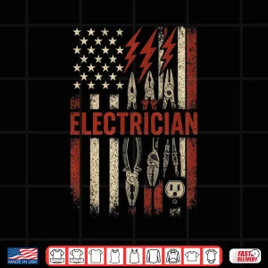 Design Electrician Funny Humor Tools Patriotism Shirt