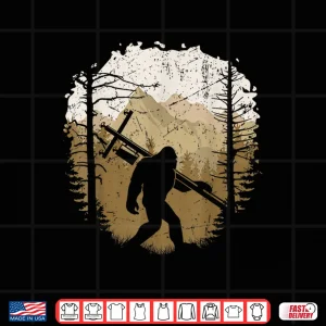 Design Funny Bigfoot Lineman Power Electrician Sasquatch Lineworker Shirt