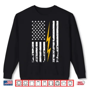 Sweatshirt Electrician American Flag Electric Bolt Lineman USA Flag Shirt