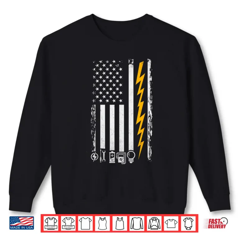 Sweatshirt Electrician American Flag Funny Electricians Tools Shirt