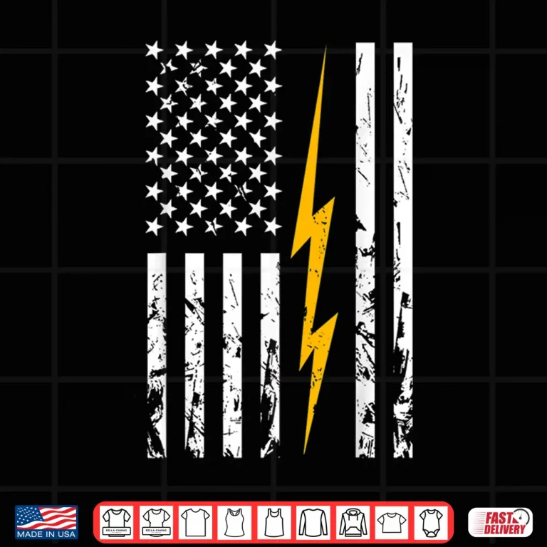 Design Electrician American Flag Electric Bolt Lineman USA Flag Shirt