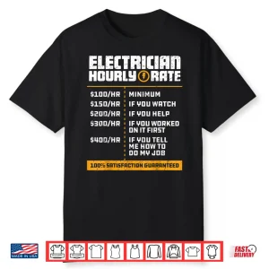 Electrician Hourly Rate Funny Lineman Vintage Gift Shirt