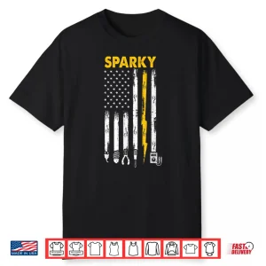 Electrician Us Flag Sparky Tools Shirt