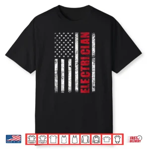 Electrician Usa Flag Lineman Electrical Worker Repairmen Shirt