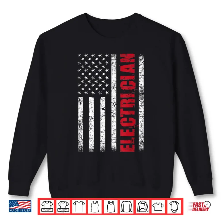 Sweatshirt Electrician USA Flag Lineman Electrical Worker Repairmen Shirt