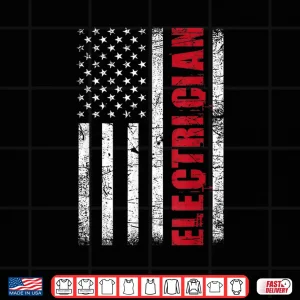 Design Electrician USA Flag Lineman Electrical Worker Repairmen Shirt