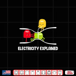 Design Electricity Explained Volt Ohm Amp Funny Electrician Shirt