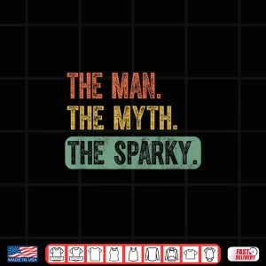 Design Funny Vintage Electrician The Man The Myth The Sparky Shirt