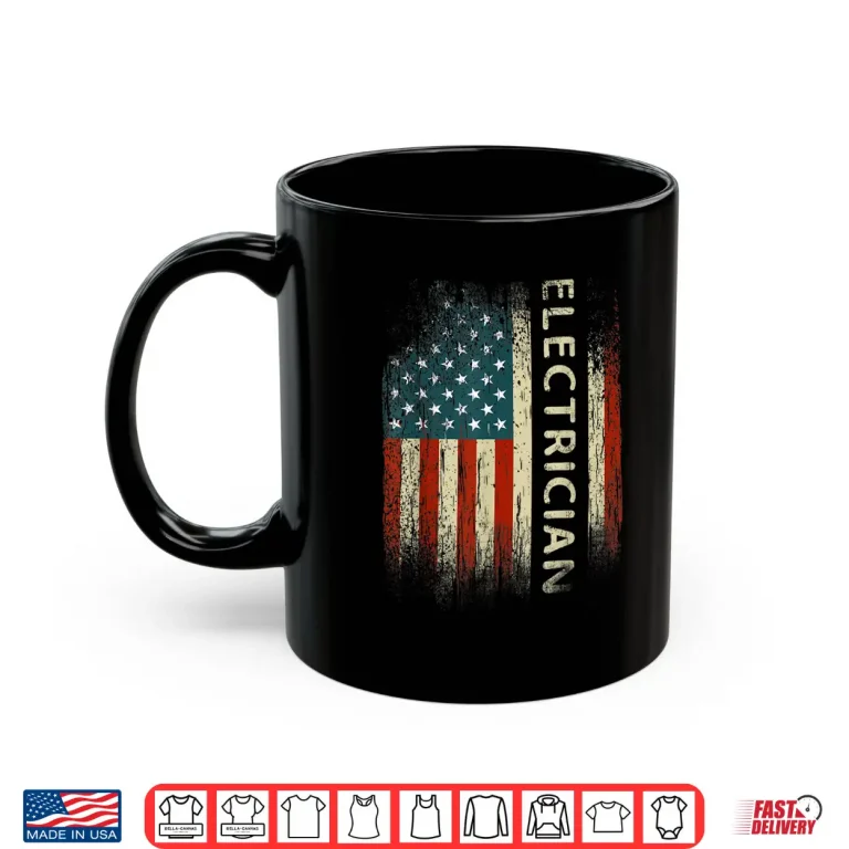 Mug Patriotic Electrician Gift American USA Flag Funny Lineman Shirt