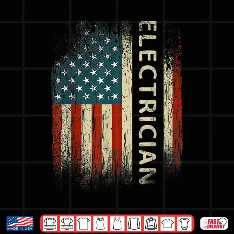 Design Patriotic Electrician Gift American USA Flag Funny Lineman Shirt