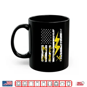 Mug Tools USA Flag Electrician Patriotic Lineman 4th July Shirt