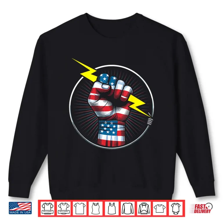 Sweatshirt Electrician Hero American Flag Electrical Worker Shirt