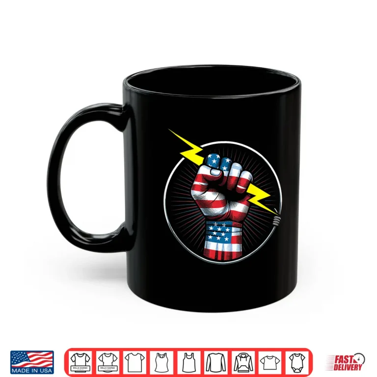 Mug Electrician Hero American Flag Electrical Worker Shirt