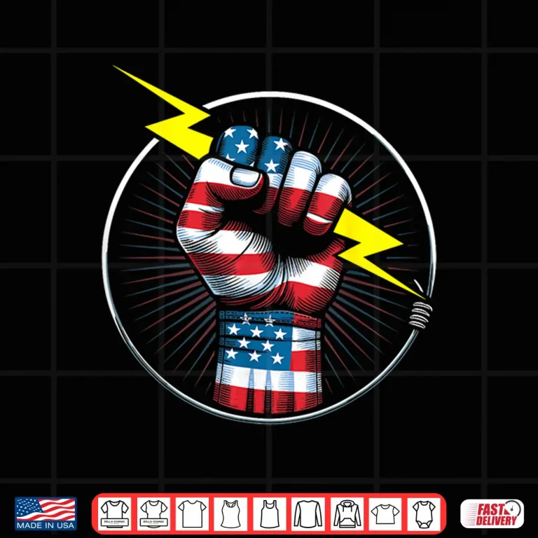 Design Electrician Hero American Flag Electrical Worker Shirt
