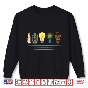 Sweatshirt Evolution of Light Lighting Electricity Funny Electrician Shirt