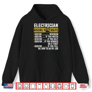Hoodie Funny Vintage Electrician Apparel Hourly Rate Shirt