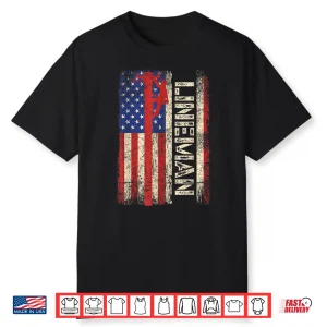 Lineman Us American Flag Shirt Patriotic Electrician Shirt