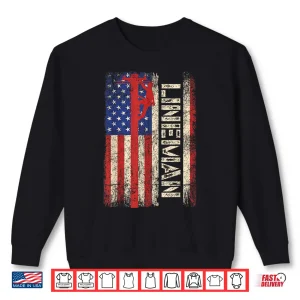 Sweatshirt Lineman US American Flag Shirt Patriotic Electrician Shirt
