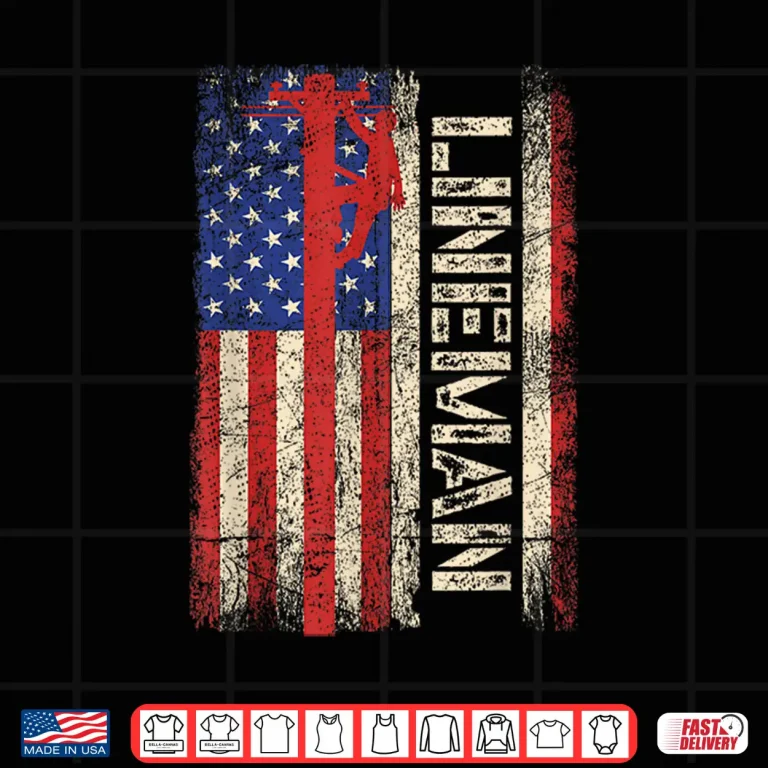 Design Lineman US American Flag Shirt Patriotic Electrician Shirt