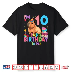 10 Year Old Happy Birthday Capybara 10Th Bday Shirt