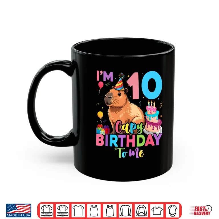 Mug 10 Year Old Happy Birthday Capybara 10Th Bday Shirt