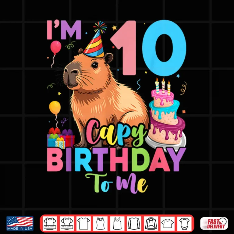 Design 10 Year Old Happy Birthday Capybara 10Th Bday Shirt
