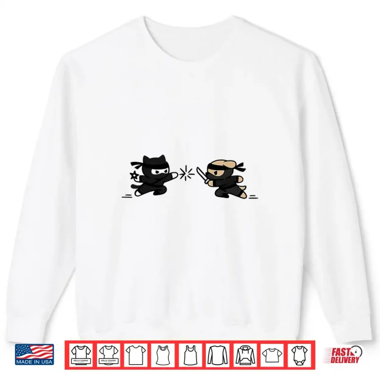 Sweatshirt Cute Ninja Cat Vs Dog Kawaii Ninja Pets Shirt