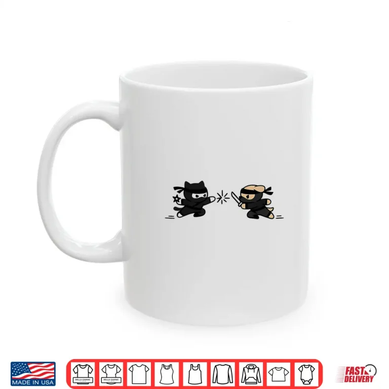Mug Cute Ninja Cat Vs Dog Kawaii Ninja Pets Shirt