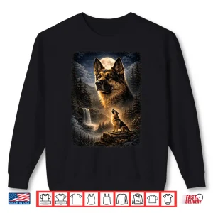 Sweatshirt German Shepherd Dog Howling At Moon Mystic Vintage Shirt