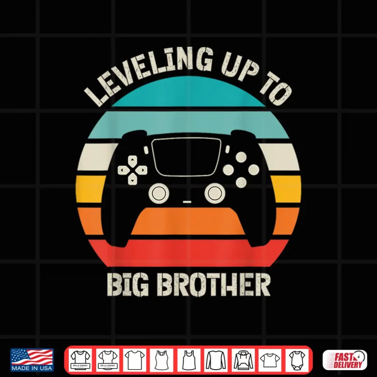 Design Leveling Up To Big Sibling Gamer Pregnancy Announcement Shirt