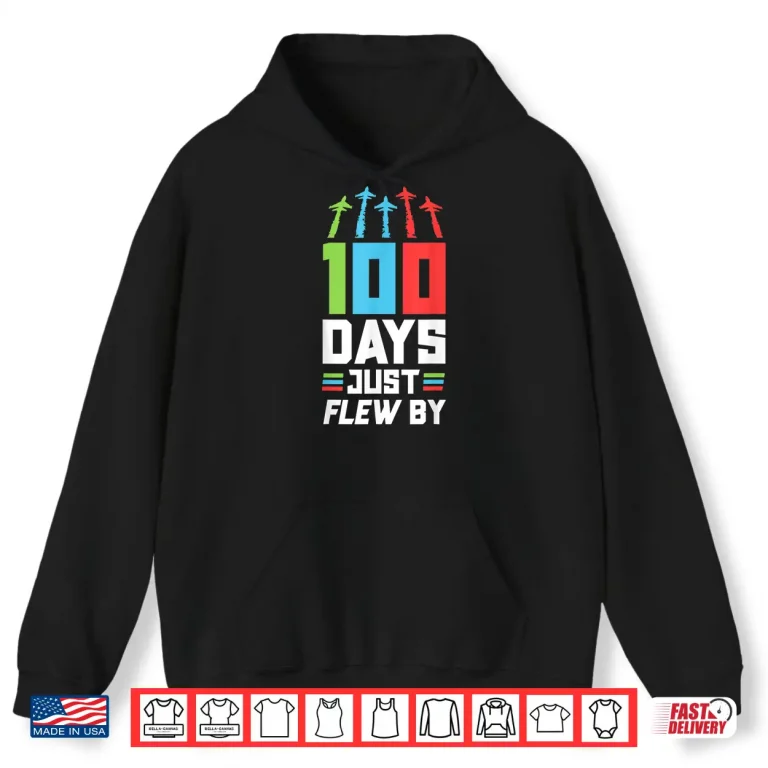 Hoodie Boys 100Th Day Of School Shirt 100 Days Plane Kids Pilot Shirt