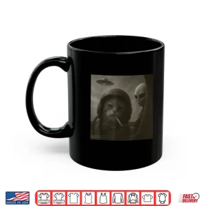 Mug Cat Smoking Cigarette Alien Pilot Funny Meme Cat Shirt