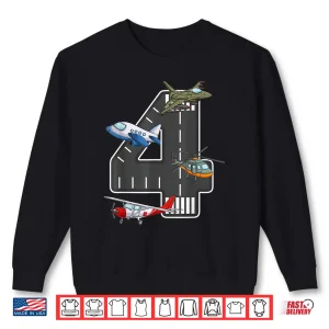Sweatshirt Little Pilot 4Th Birthday Party 4 Four Year Old Airplane Shirt