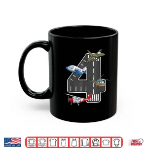 Mug Little Pilot 4Th Birthday Party 4 Four Year Old Airplane Shirt