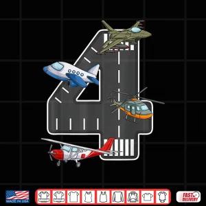 Design Little Pilot 4Th Birthday Party 4 Four Year Old Airplane Shirt