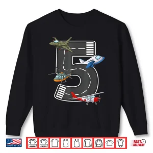 Sweatshirt Little Pilot 5Th Birthday Party 5 Five Year Old Airplane Shirt